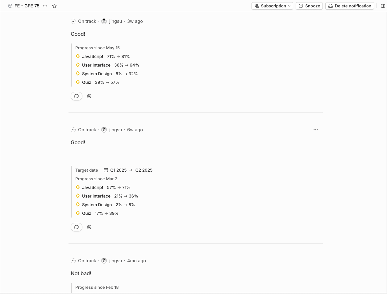 Linear Weekly Report